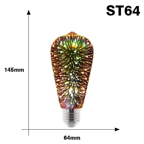 3D Colorful LED Edison Light Bulb E27 220V