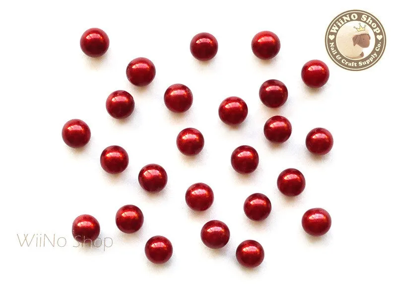 5mm Red Pearl Beads Nail Art Decoration (No Hole) - 10 pcs