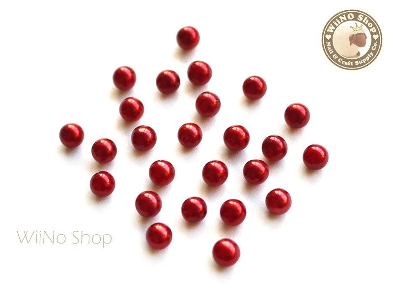 5mm Red Pearl Beads Nail Art Decoration (No Hole) - 10 pcs