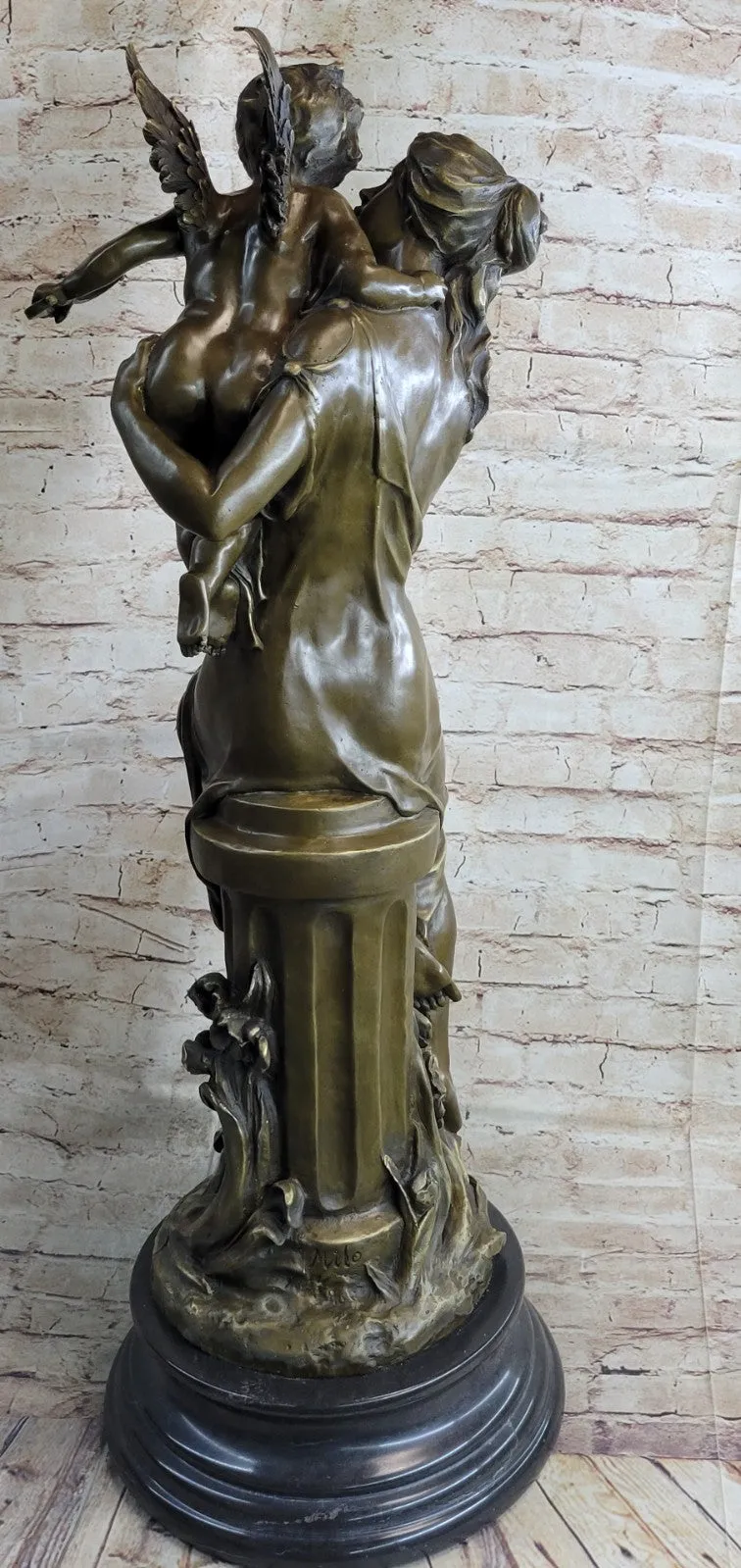 Art Nouveau Nude Woman with Baby Angel Hot Cast Bronze Sculpture Home Decoration