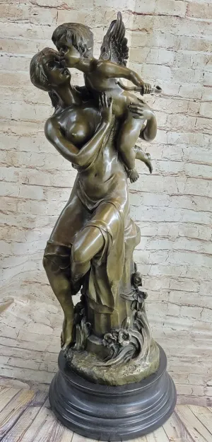 Art Nouveau Nude Woman with Baby Angel Hot Cast Bronze Sculpture Home Decoration