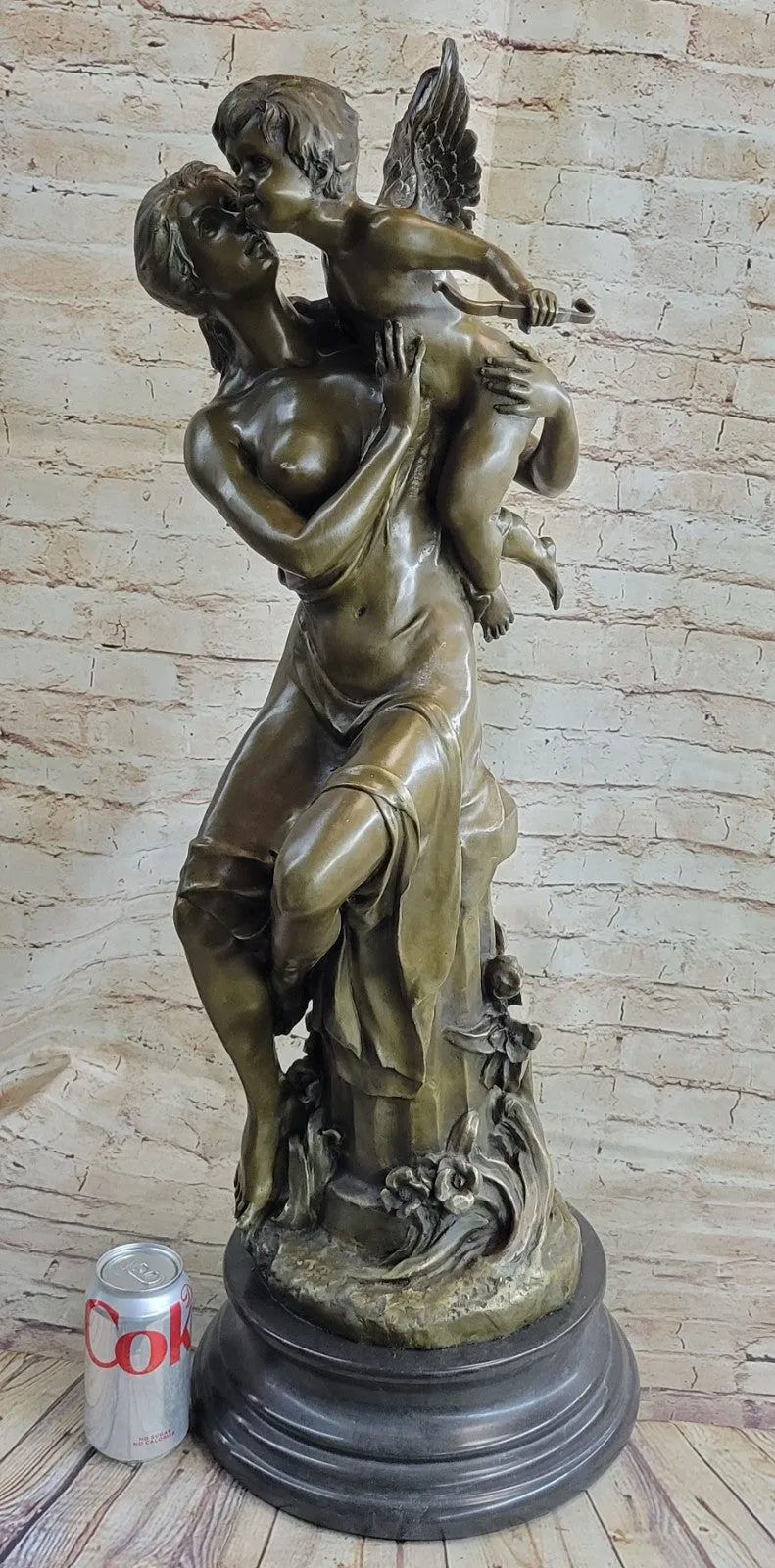 Art Nouveau Nude Woman with Baby Angel Hot Cast Bronze Sculpture Home Decoration