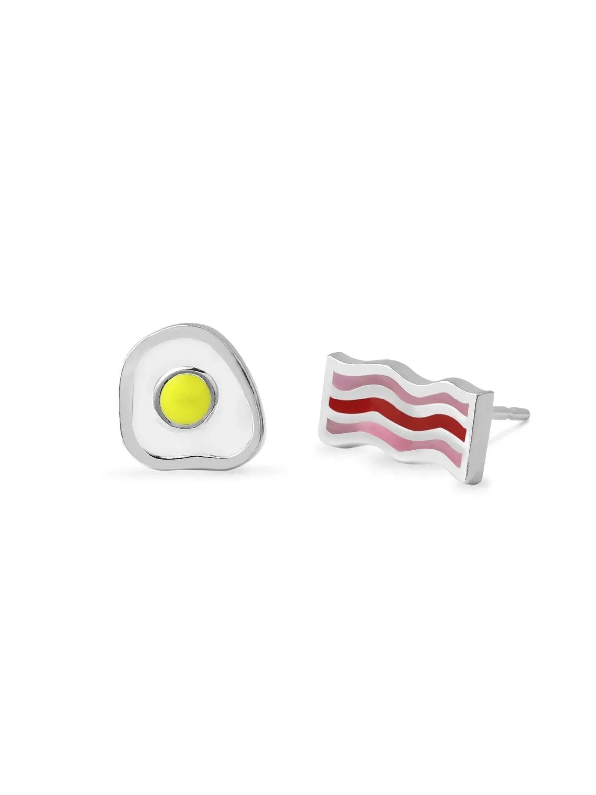 Bacon & Egg Enamel Posts by boma