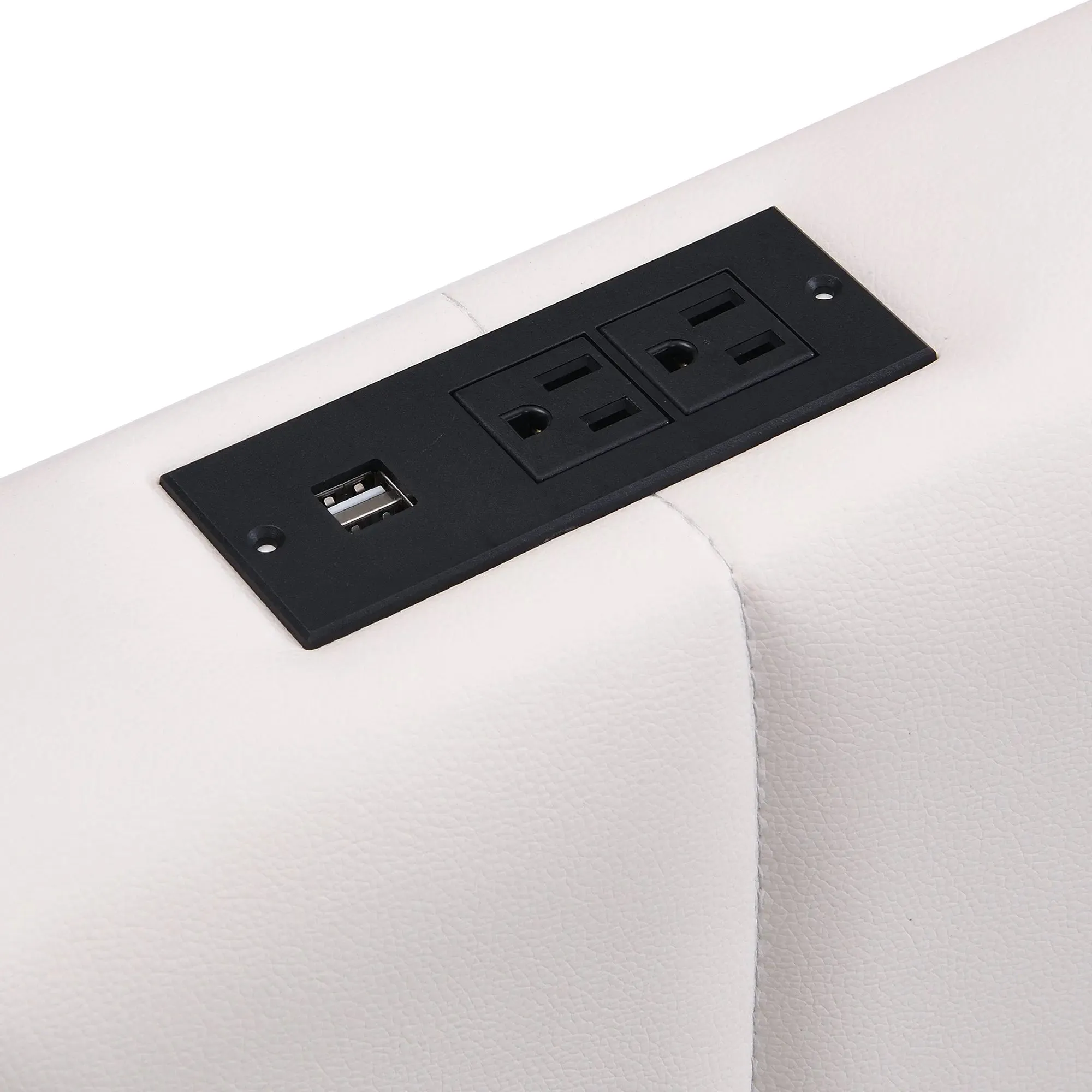 Bellemave® Upholstered Bed with Hydraulic Storage System and LED Light, Sockets and USB Ports