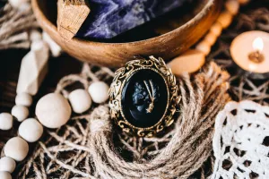 Black Glass Cameo Necklace (Mourning Jewelry)