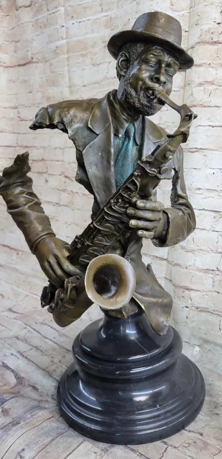 Bronze Brass Trumpet Trombone Saxophone Jazz Band Horn Players Figurines VTG