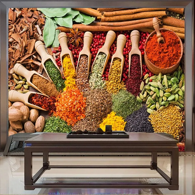 Colorful Spices Custom Mural Wallpaper for Restaurant (㎡)