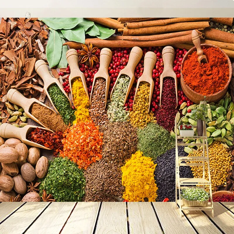 Colorful Spices Custom Mural Wallpaper for Restaurant (㎡)