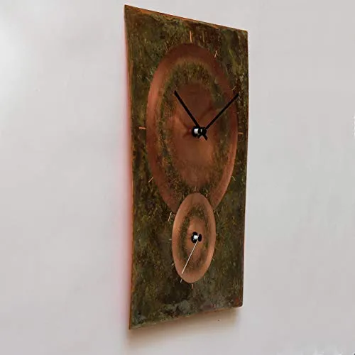 Copper Rectangle Rustic Large Wall Clock 16-inch - Silent Non Ticking Gift for Home/Office/Kitchen/Bedroom/Living Room