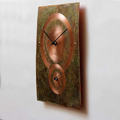 Copper Rectangle Rustic Large Wall Clock 16-inch - Silent Non Ticking Gift for Home/Office/Kitchen/Bedroom/Living Room