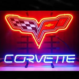 Corvette Shop Open Handmade Art Neon Sign 43cm x 33cm Bar Beer Neon Sign Wall Deco Handmade Neon Sign Ship from USA