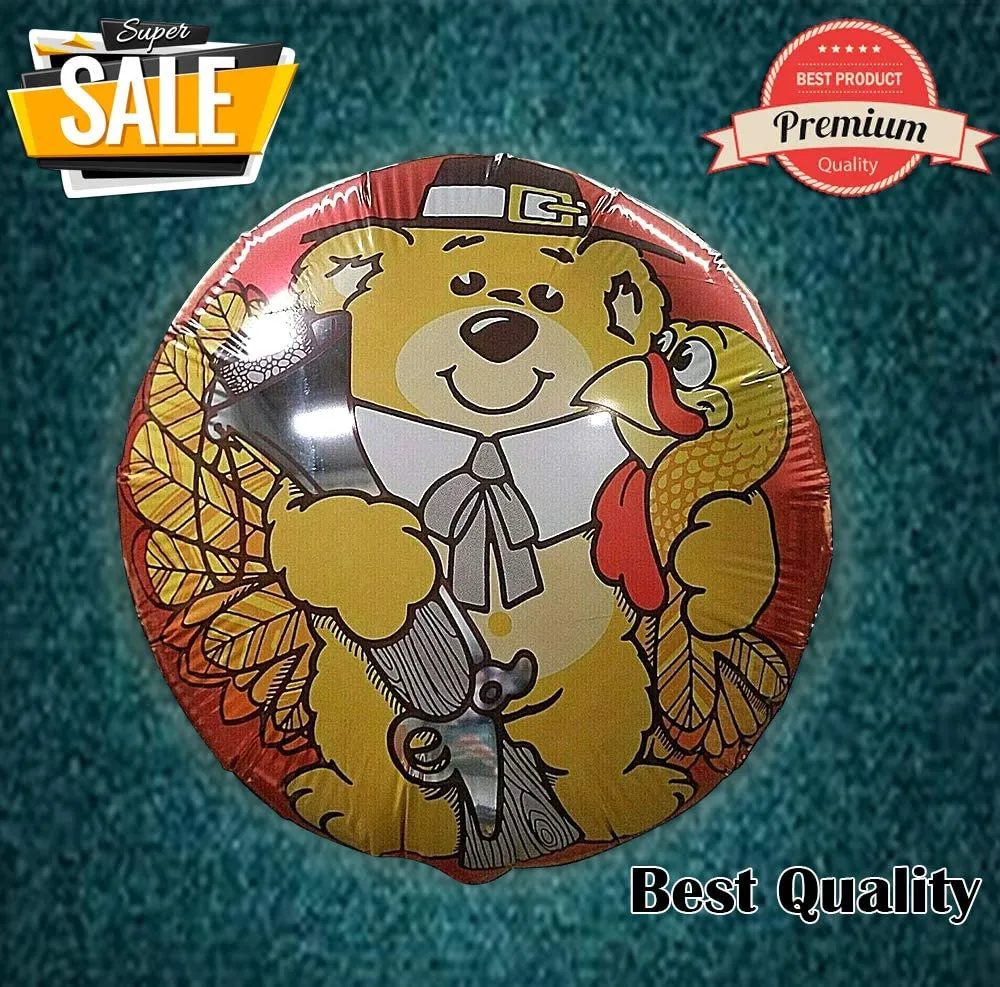 Cute Bear Turkey Thanksgiving Balloon 17" MYLAR Floating Balloon