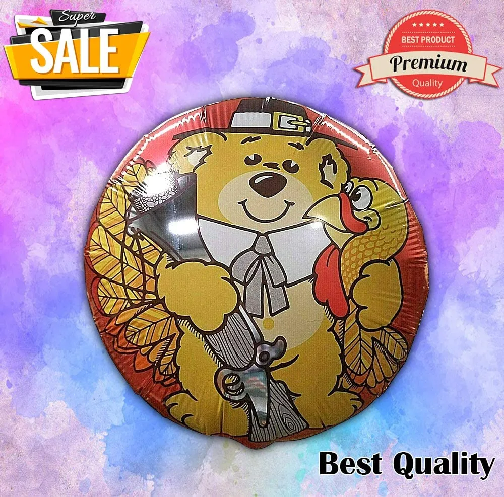 Cute Bear Turkey Thanksgiving Balloon 17" MYLAR Floating Balloon