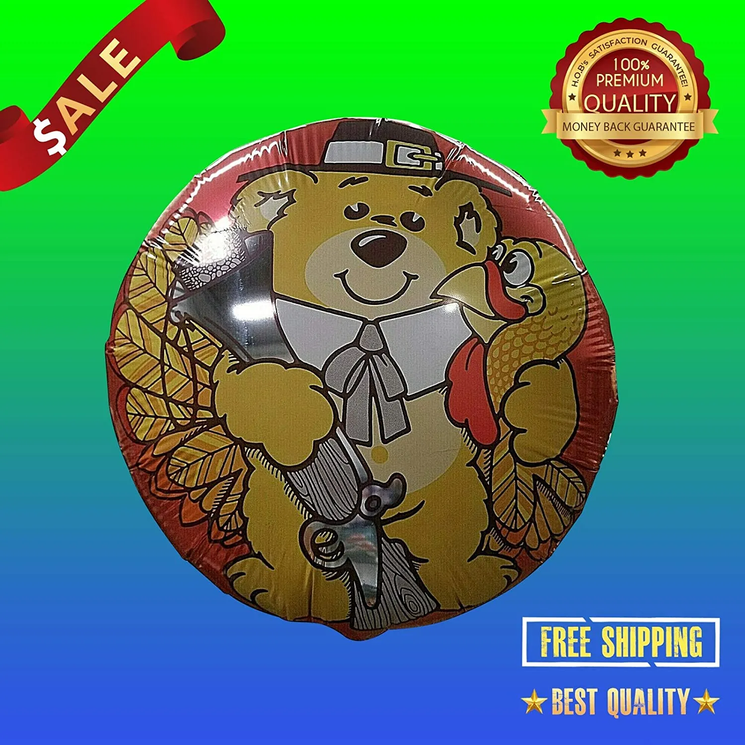 Cute Bear Turkey Thanksgiving Balloon 17" MYLAR Floating Balloon