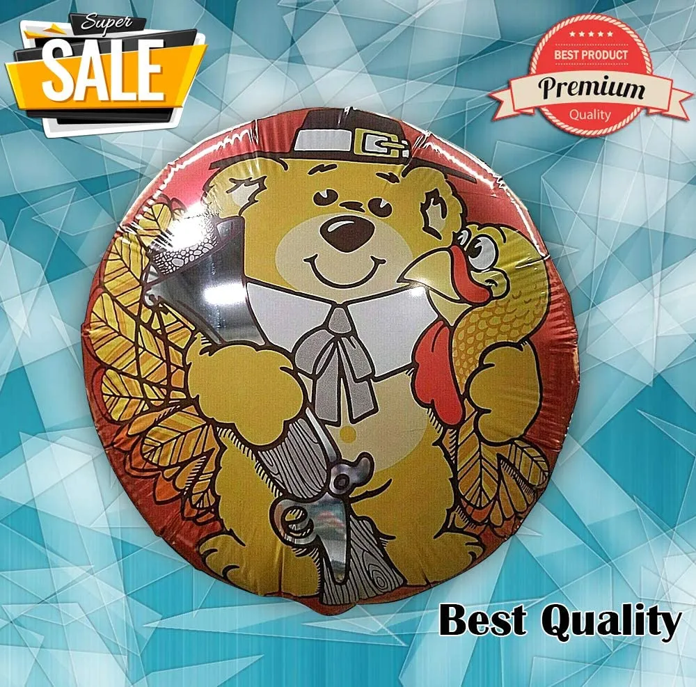 Cute Bear Turkey Thanksgiving Balloon 17" MYLAR Floating Balloon