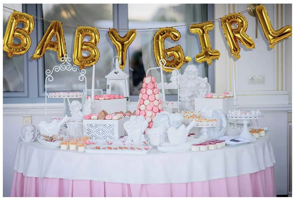 Decorations Baby Shower Party  | Rose Gold Fringe Curtain | Confetti Balloons and more.