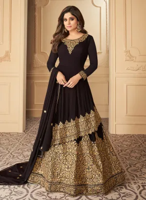 Deep Brown Designer Anarkali Lehenga