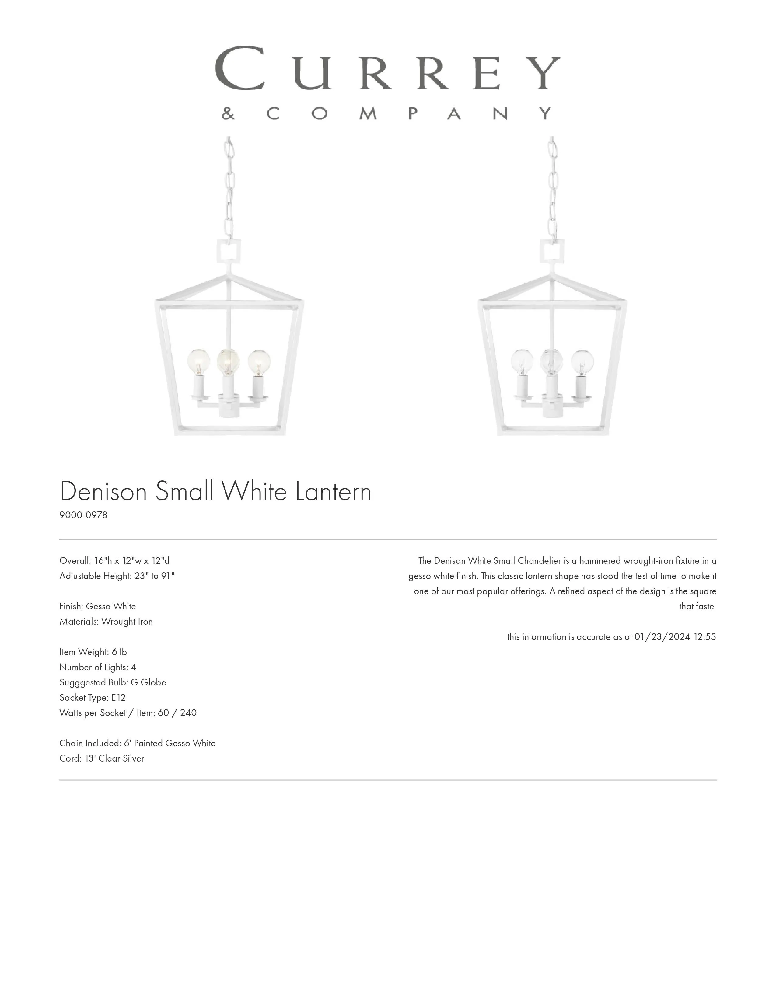 Denison Chandelier White Gesso - multiple options