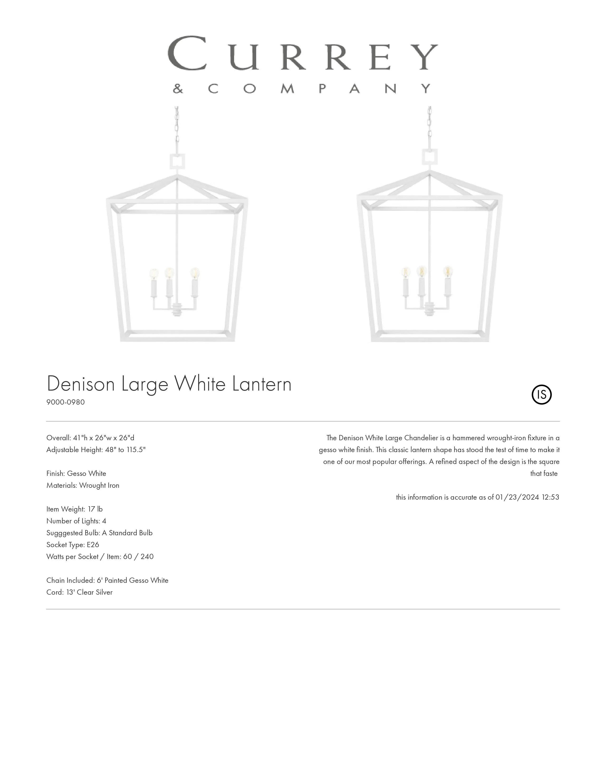 Denison Chandelier White Gesso - multiple options