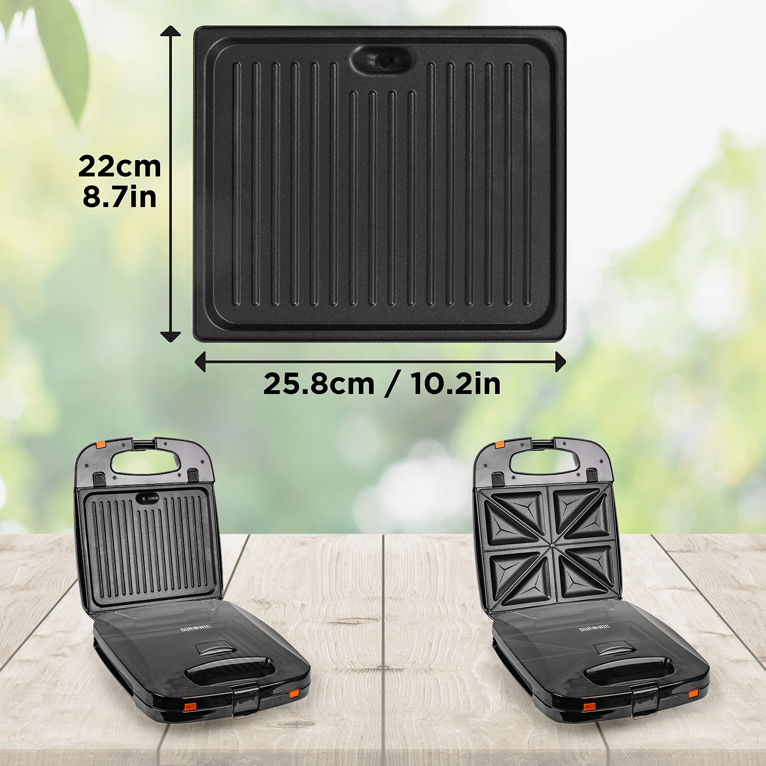 Duronic Spare Plates SM60SP, Interchangeable Plates for WM60 Waffle Maker / SWM60 Snack Maker / TWM60 Toastie Maker. Pack includes 2x grill plates and 2x Toastie Plates