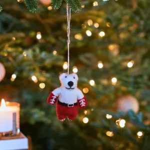 Felt Tree Decoration - Boxing Polar Bear