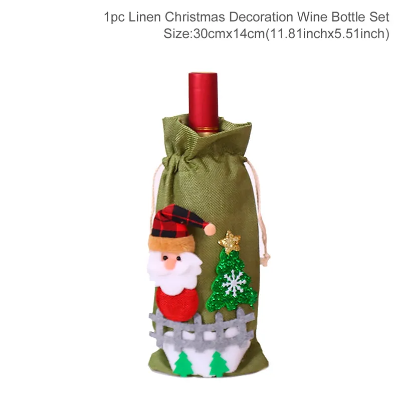 FengRise Christmas Decorations for Home Santa Claus Wine Bottle Cover Snowman Stocking Gift Holders Xmas Navidad Decor New Year