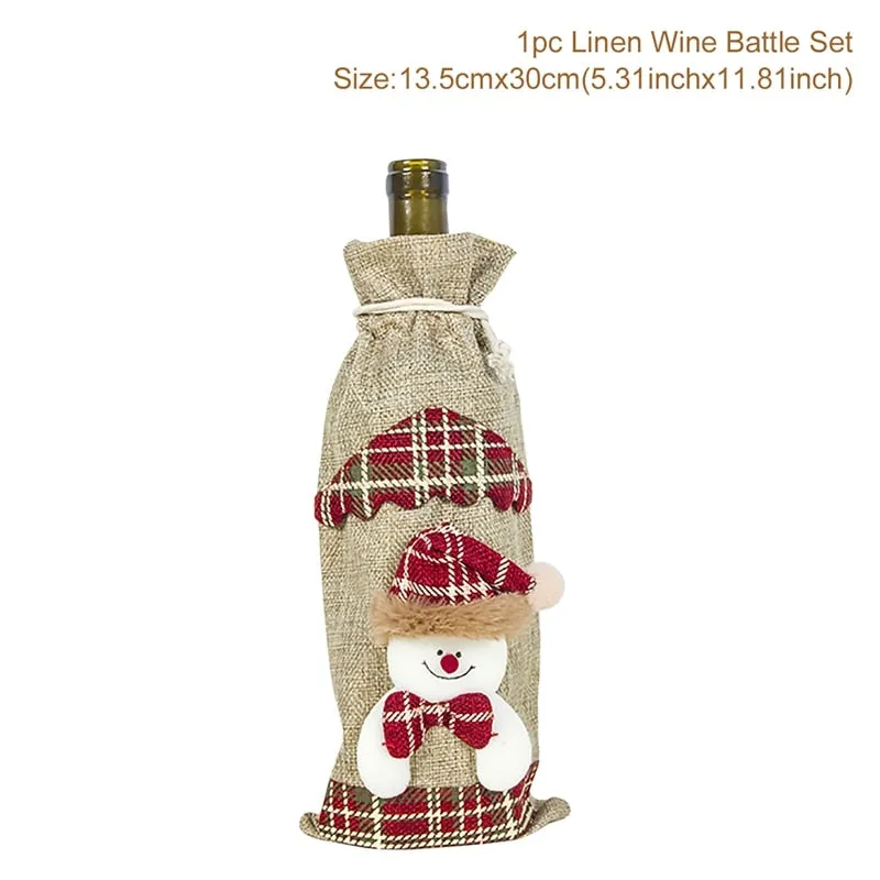 FengRise Christmas Decorations for Home Santa Claus Wine Bottle Cover Snowman Stocking Gift Holders Xmas Navidad Decor New Year