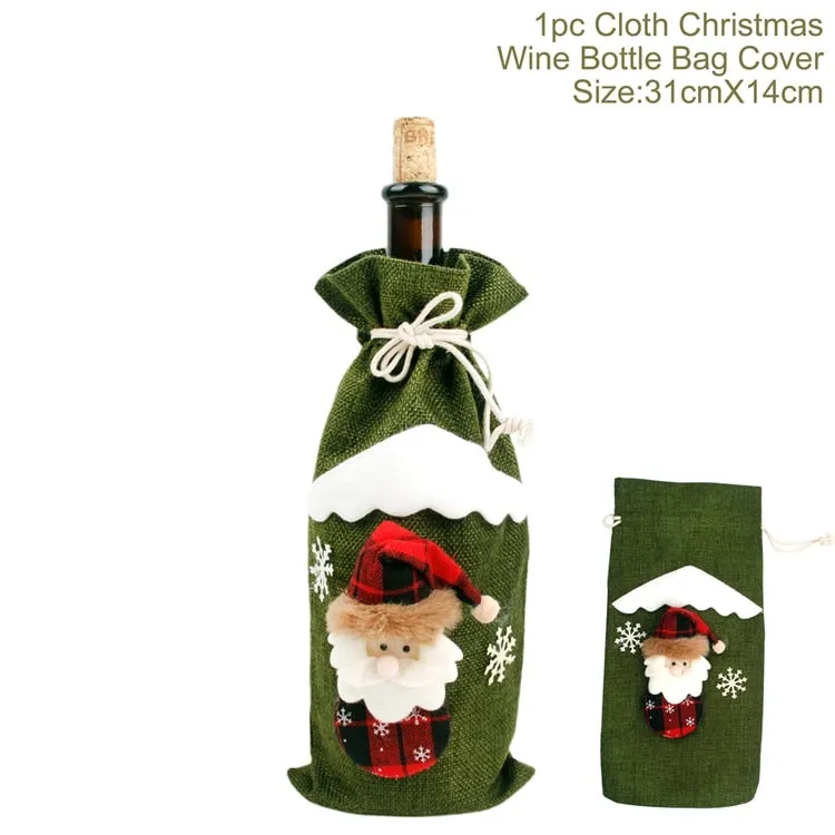 FengRise Christmas Decorations for Home Santa Claus Wine Bottle Cover Snowman Stocking Gift Holders Xmas Navidad Decor New Year