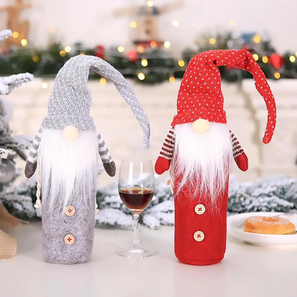 FengRise Christmas Decorations for Home Santa Claus Wine Bottle Cover Snowman Stocking Gift Holders Xmas Navidad Decor New Year