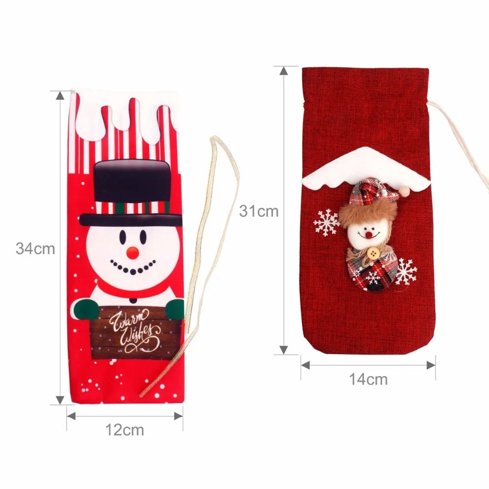 FengRise Christmas Decorations for Home Santa Claus Wine Bottle Cover Snowman Stocking Gift Holders Xmas Navidad Decor New Year