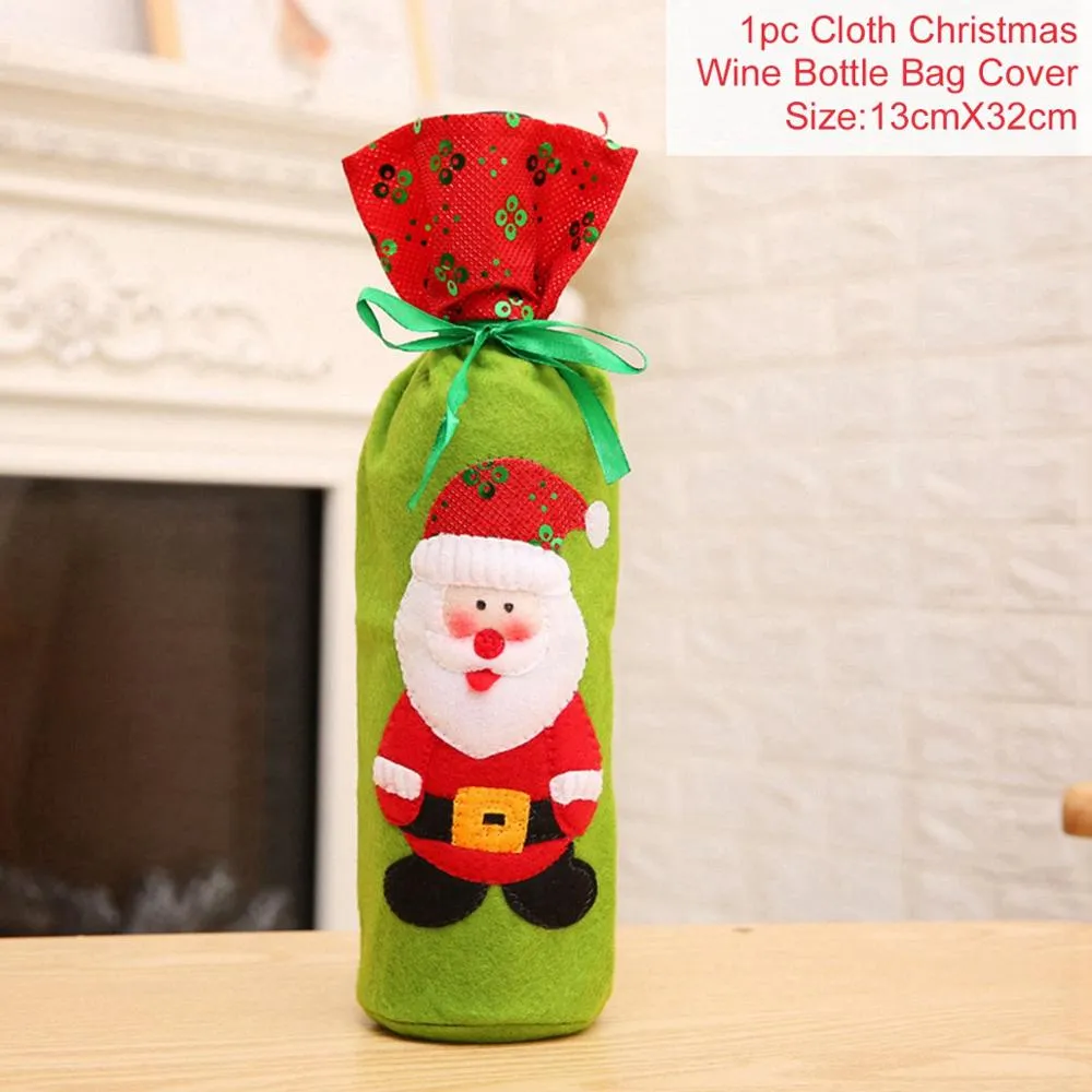 FengRise Christmas Decorations for Home Santa Claus Wine Bottle Cover Snowman Stocking Gift Holders Xmas Navidad Decor New Year