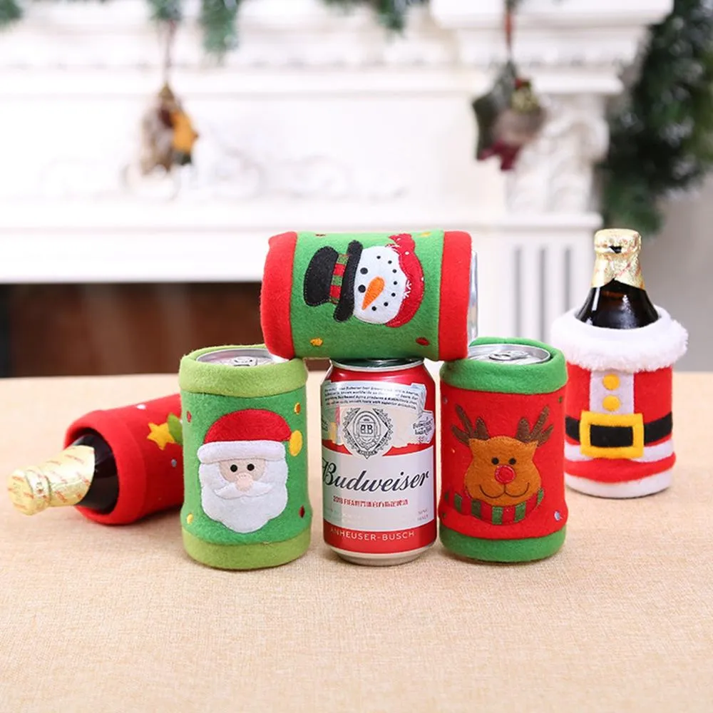 FengRise Christmas Decorations for Home Santa Claus Wine Bottle Cover Snowman Stocking Gift Holders Xmas Navidad Decor New Year