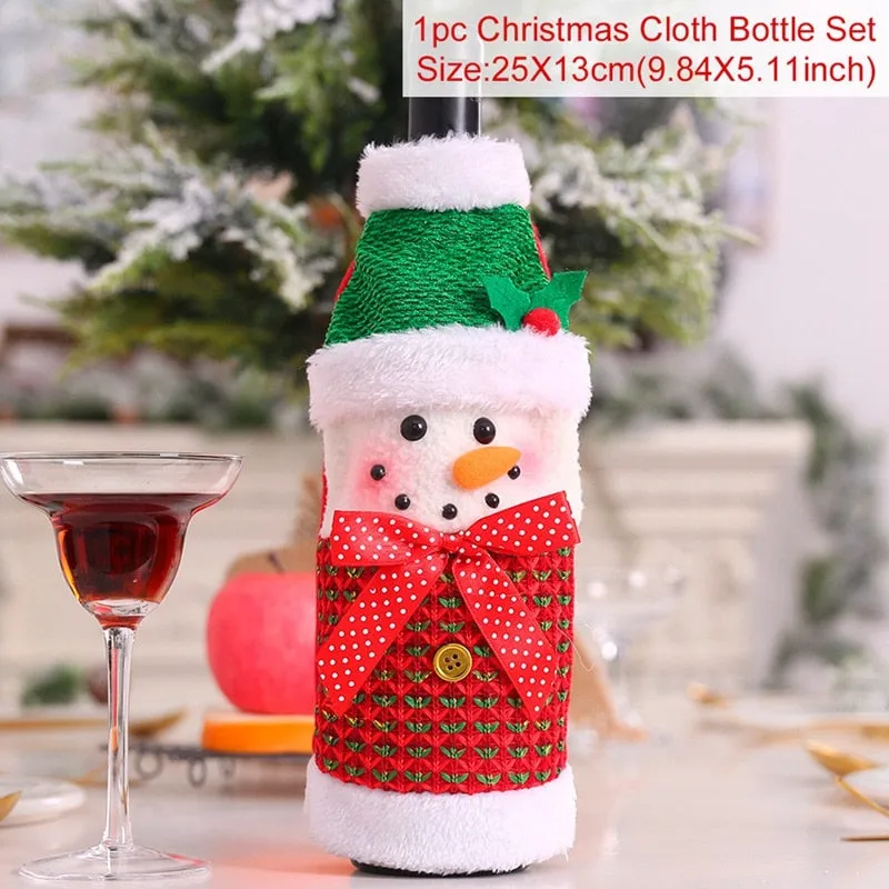 FengRise Christmas Decorations for Home Santa Claus Wine Bottle Cover Snowman Stocking Gift Holders Xmas Navidad Decor New Year