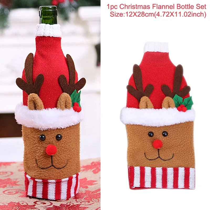 FengRise Christmas Decorations for Home Santa Claus Wine Bottle Cover Snowman Stocking Gift Holders Xmas Navidad Decor New Year