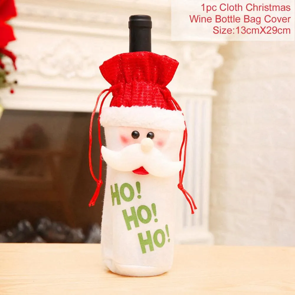 FengRise Christmas Decorations for Home Santa Claus Wine Bottle Cover Snowman Stocking Gift Holders Xmas Navidad Decor New Year