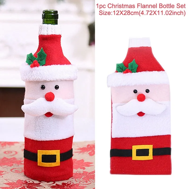 FengRise Christmas Decorations for Home Santa Claus Wine Bottle Cover Snowman Stocking Gift Holders Xmas Navidad Decor New Year