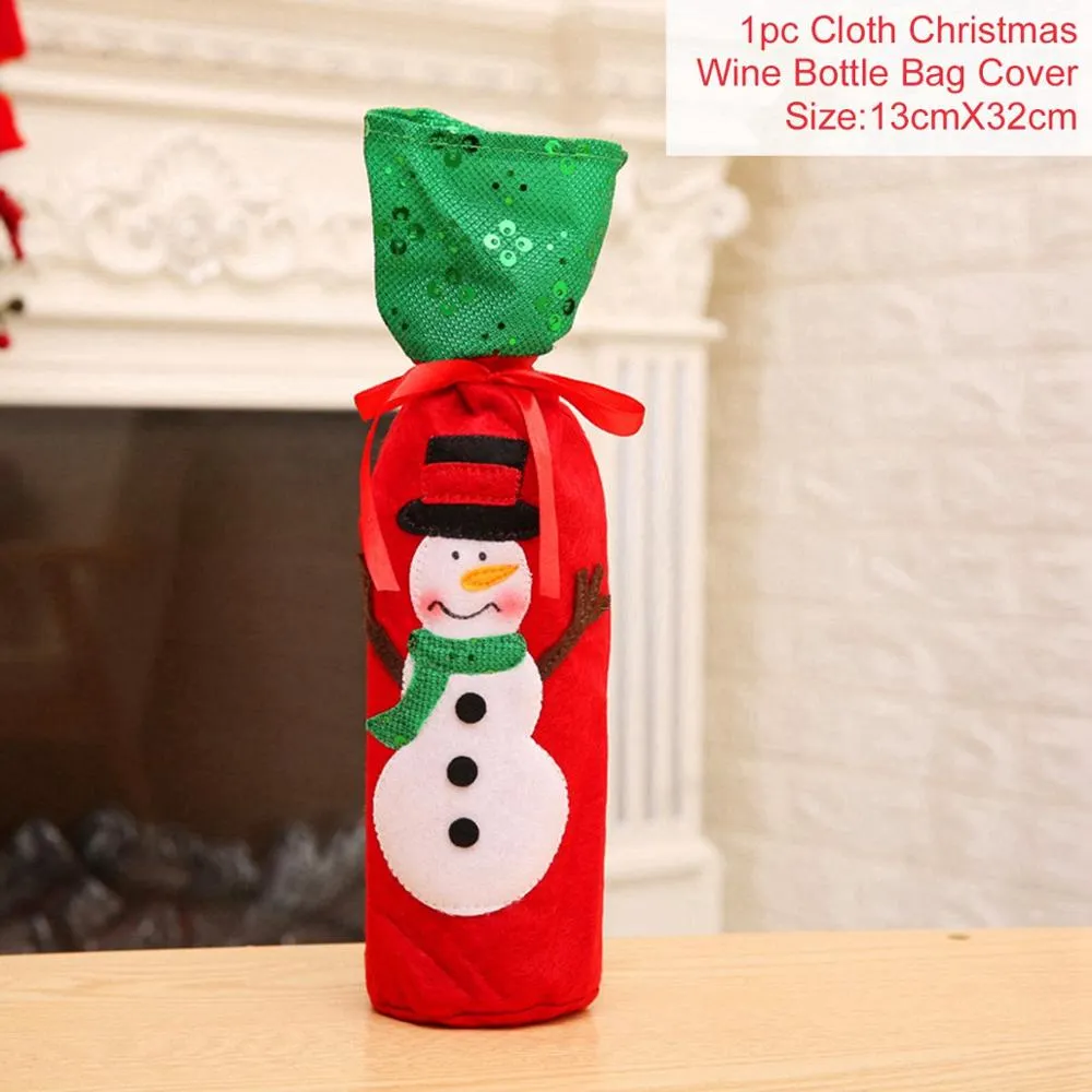 FengRise Christmas Decorations for Home Santa Claus Wine Bottle Cover Snowman Stocking Gift Holders Xmas Navidad Decor New Year