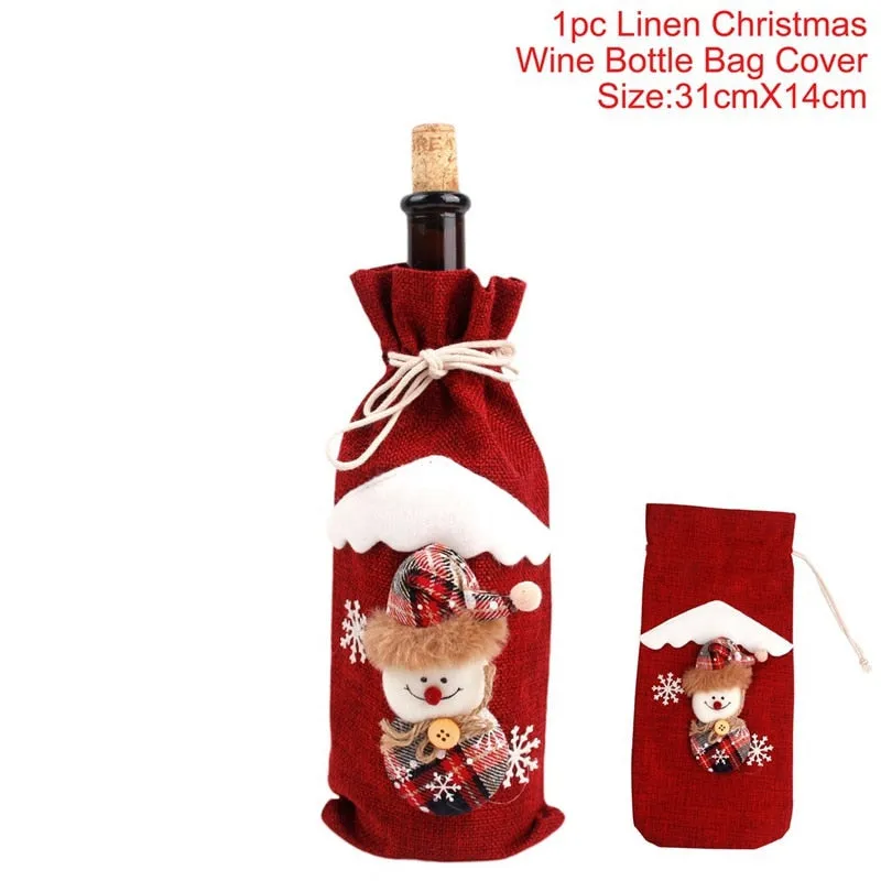 FengRise Christmas Decorations for Home Santa Claus Wine Bottle Cover Snowman Stocking Gift Holders Xmas Navidad Decor New Year