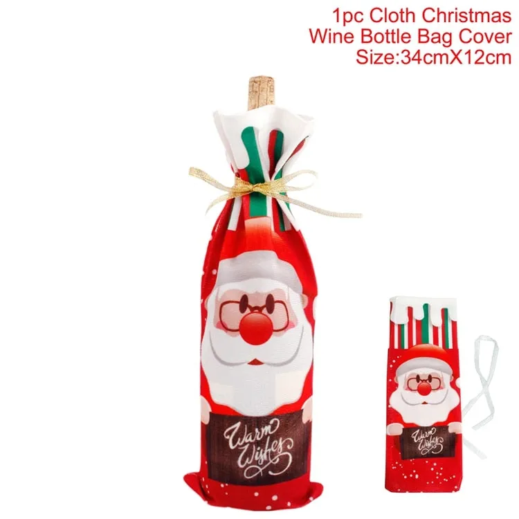 FengRise Christmas Decorations for Home Santa Claus Wine Bottle Cover Snowman Stocking Gift Holders Xmas Navidad Decor New Year