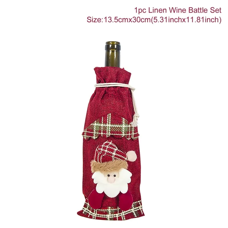 FengRise Christmas Decorations for Home Santa Claus Wine Bottle Cover Snowman Stocking Gift Holders Xmas Navidad Decor New Year