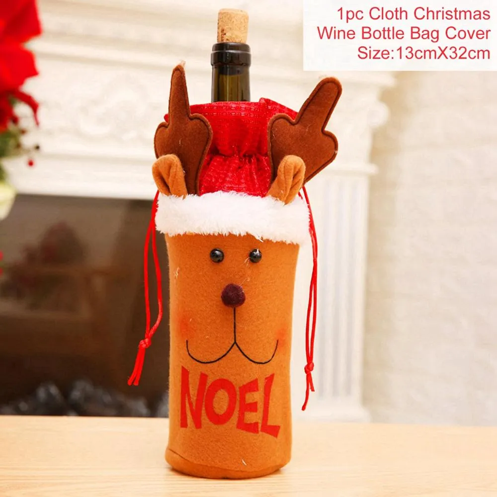 FengRise Christmas Decorations for Home Santa Claus Wine Bottle Cover Snowman Stocking Gift Holders Xmas Navidad Decor New Year