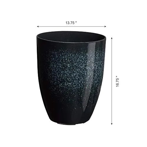 Glitzhome 2 Set Garden Tall Pots, Oversized Evironmental PE & Stone Glaze Lite Pot, Decorative Round Planters with Drainage Holes for Indoor Outdoor