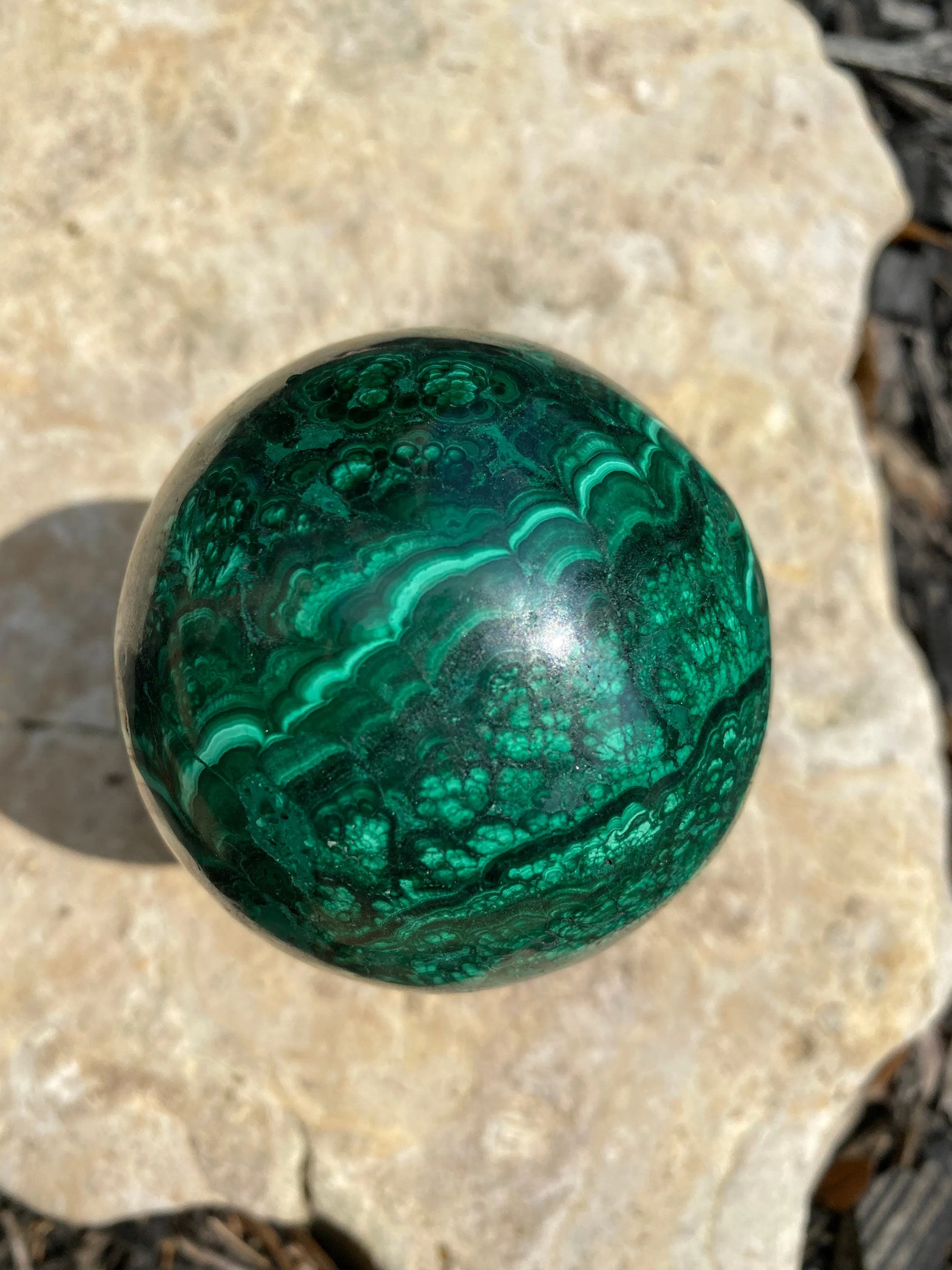 Glowing Malachite Medium Sphere 735g