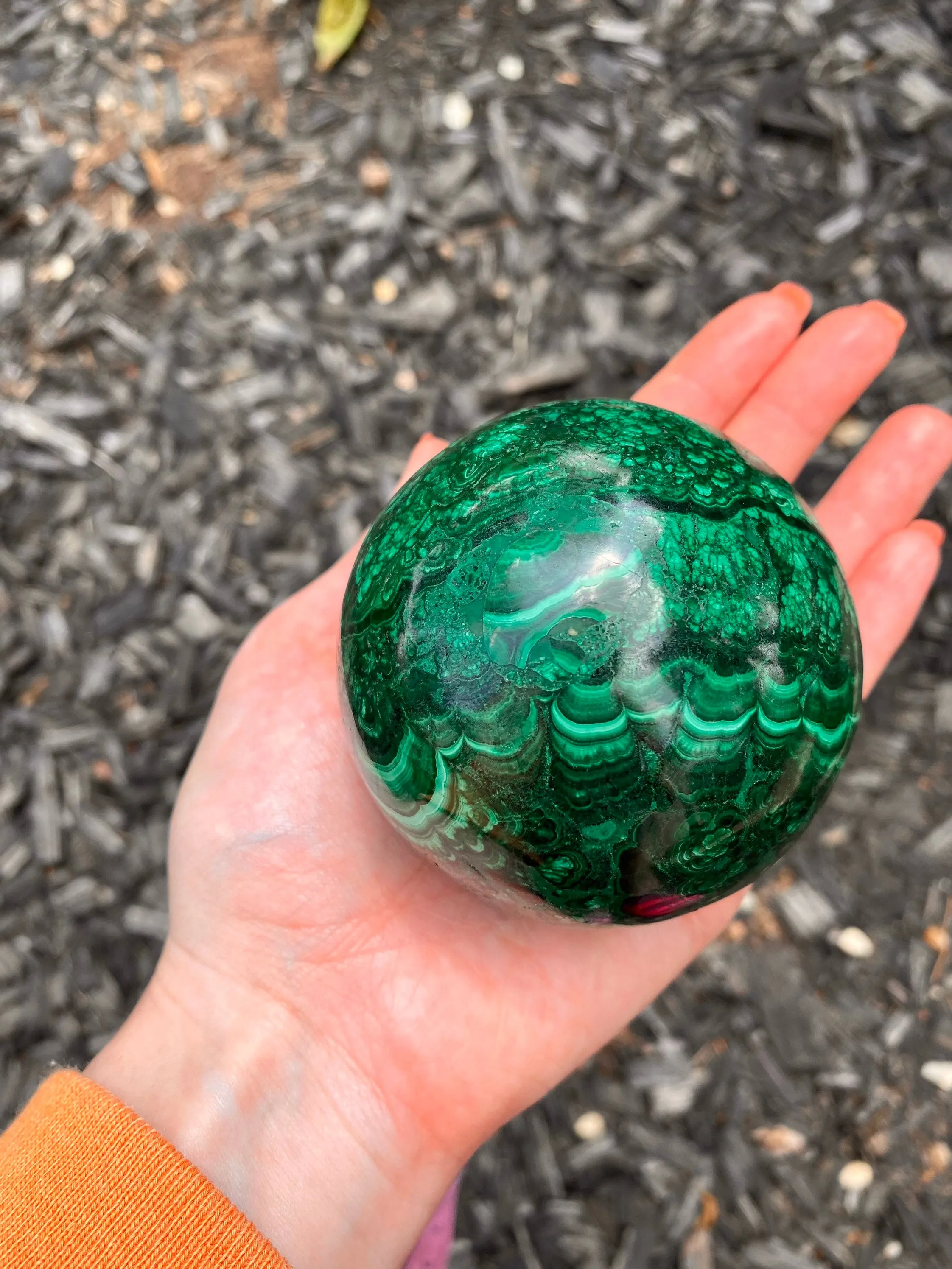 Glowing Malachite Medium Sphere 735g