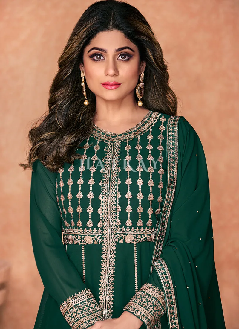 Green Embroidered Traditional Anarkali Lehenga Suit