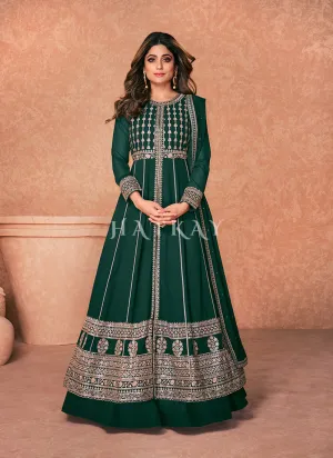 Green Embroidered Traditional Anarkali Lehenga Suit