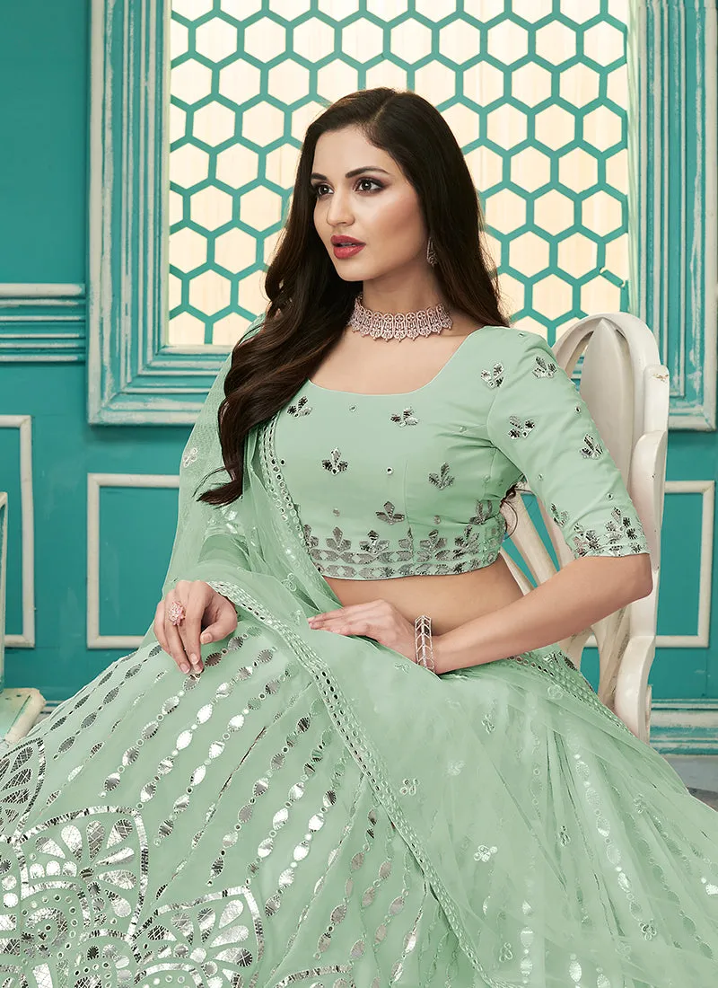 Green Gota Patti Embroidery Festive Lehenga Choli