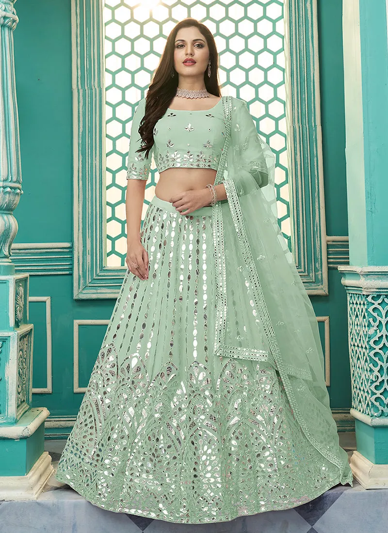 Green Gota Patti Embroidery Festive Lehenga Choli