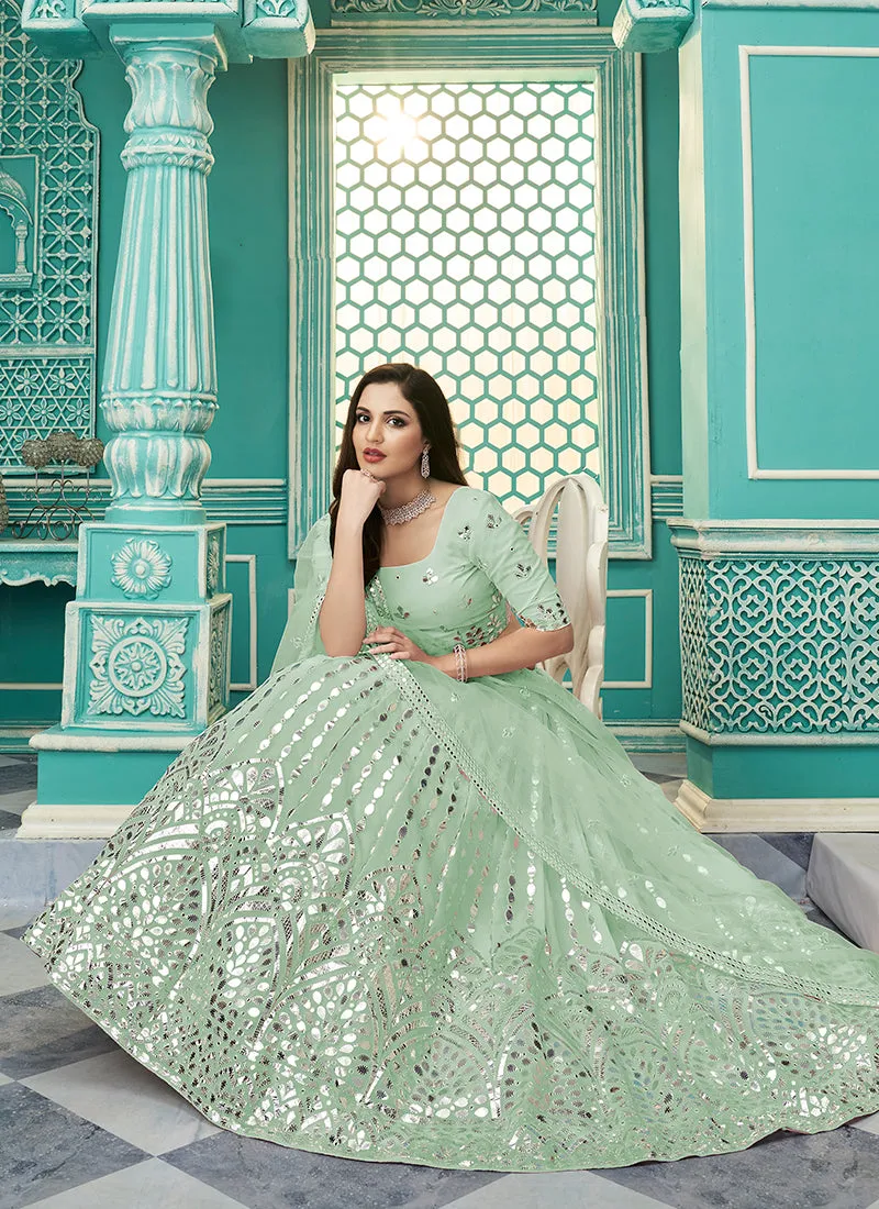 Green Gota Patti Embroidery Festive Lehenga Choli