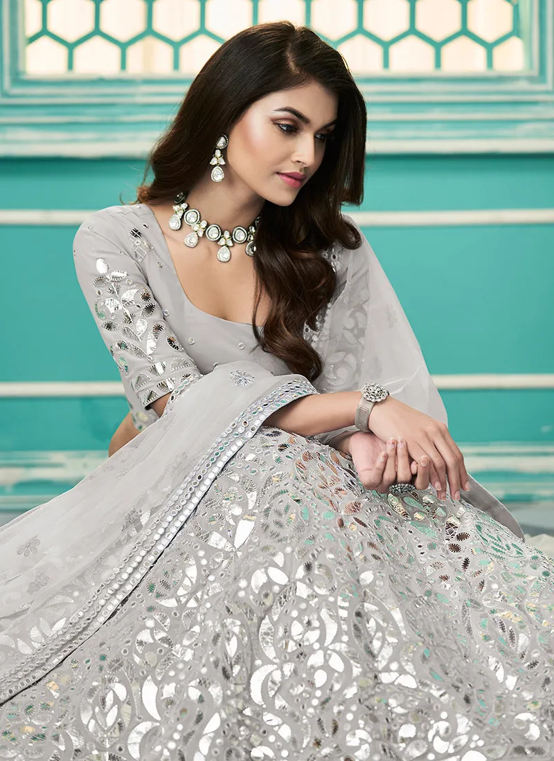 Grey Gota Patti Embroidery Festive Lehenga Choli